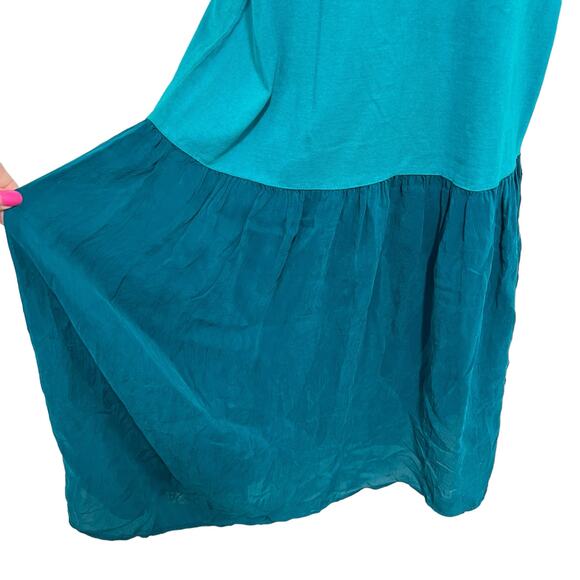 Johnny Was Embroidered T-Shirt Maxi Dress Turquoise Tribal M Boho Folk Indie - Picture 5 of 15